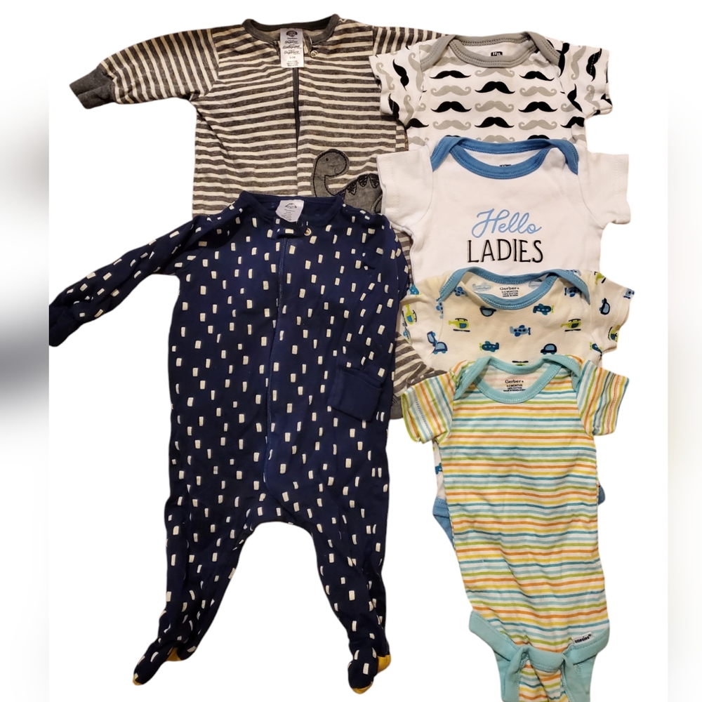 Baby Bodysuit and Pajama Set - Stripes and Prints